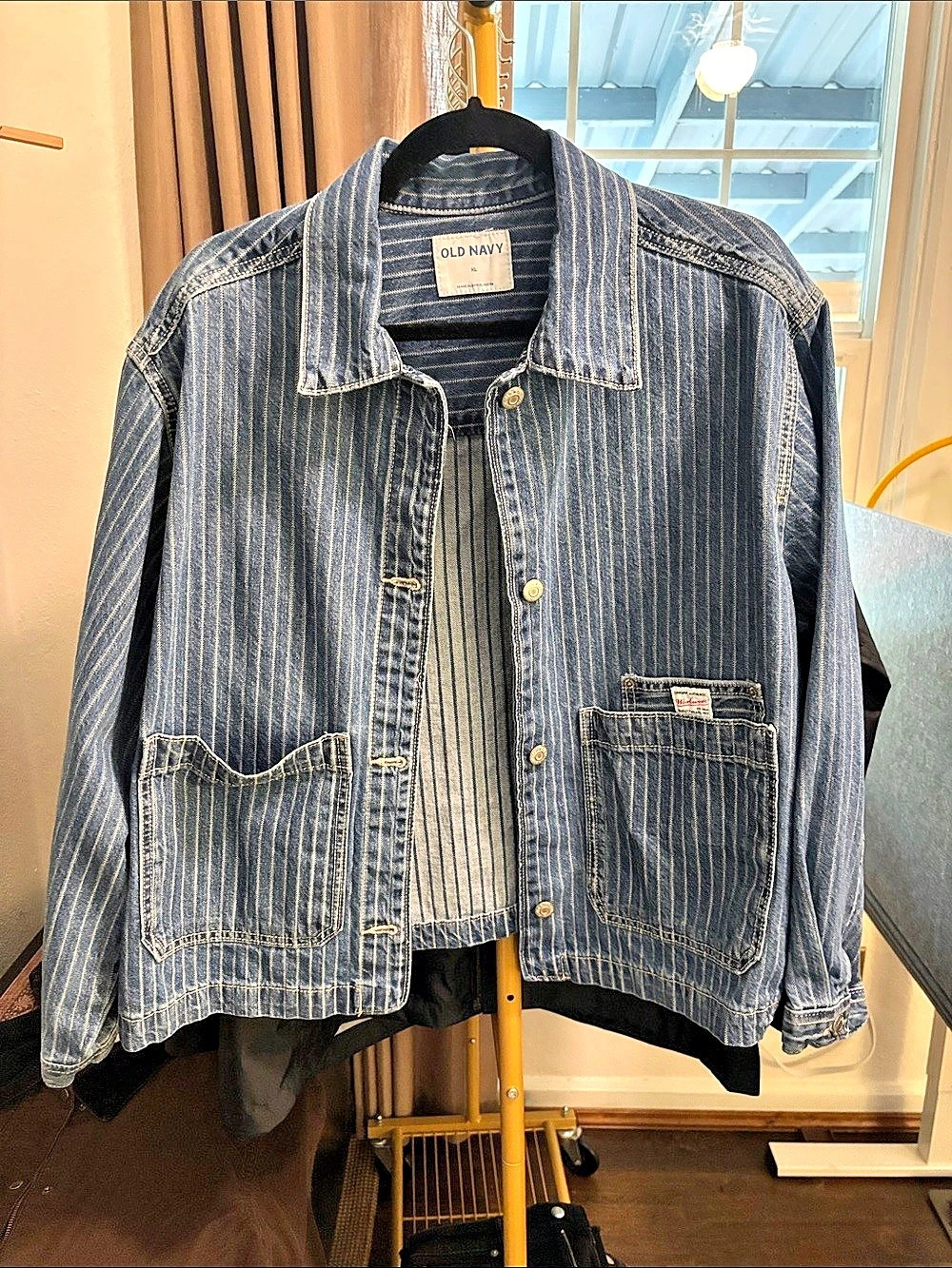 Old Navy Cotton-Stripe Denim Chore Jacket Women's XL